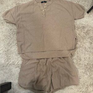 Casual Tan Two-Piece Set